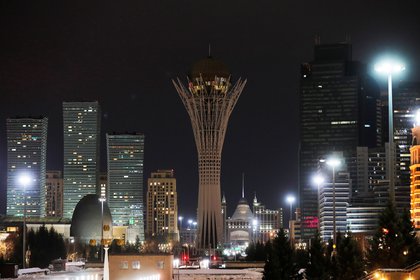 Bayterek Monument after lights out in Nur-Sultan, Kazakhstan