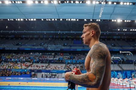 Caeleb Dressel after participating in the 100m freestyle event