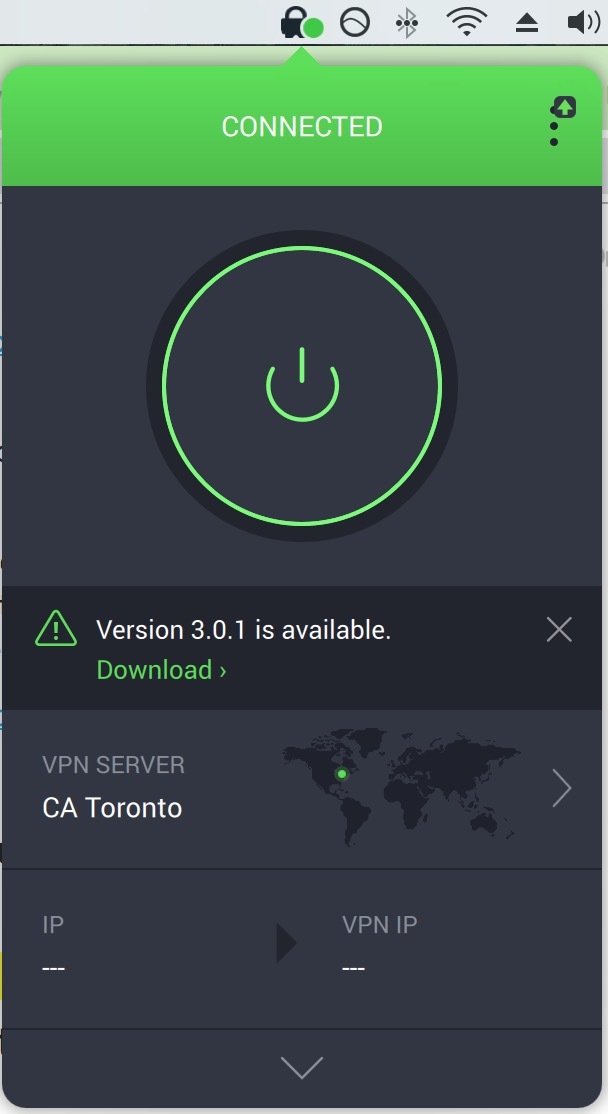 The green dot indicates that you are connected to a VPN.