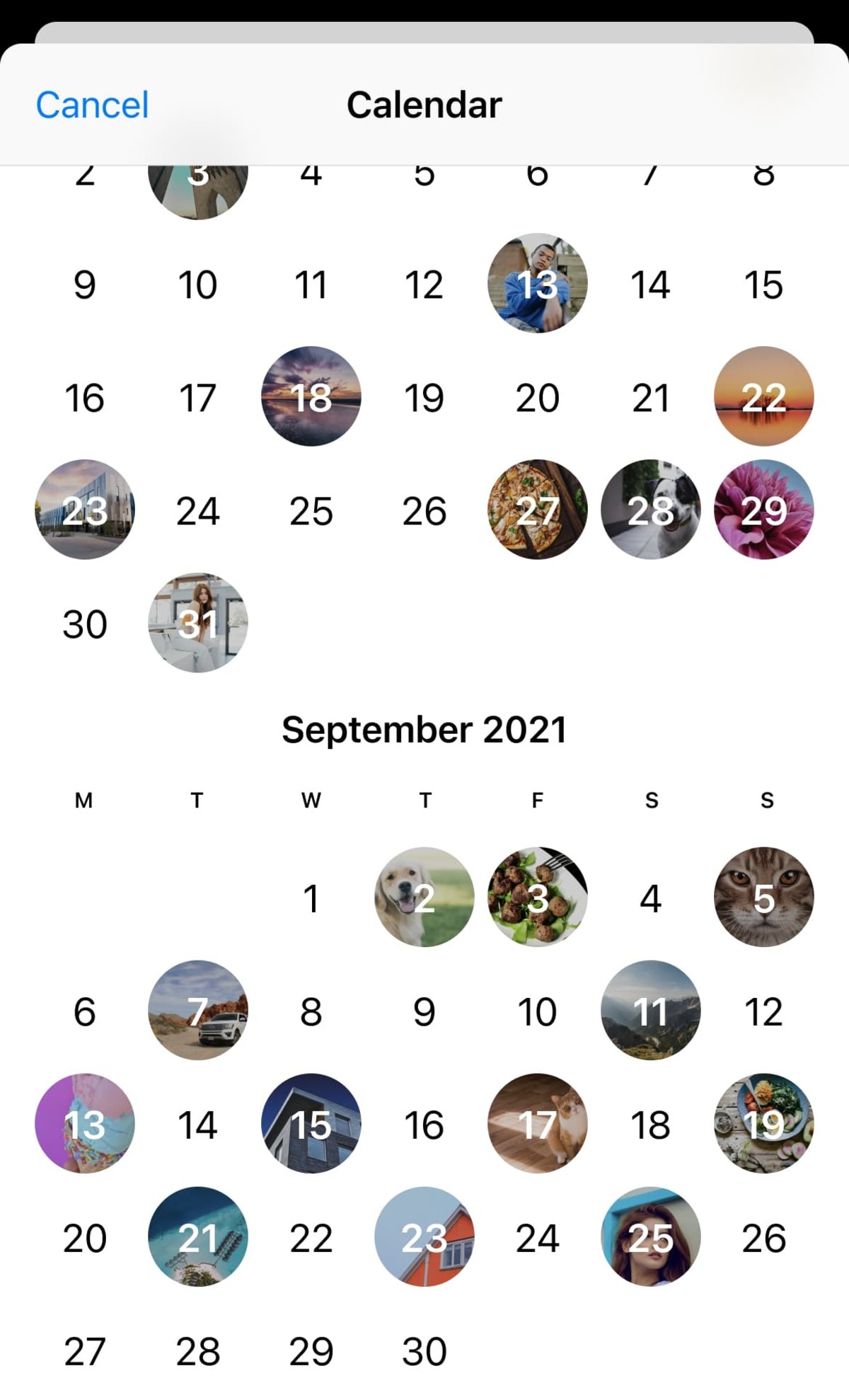 View calendar in Telegram