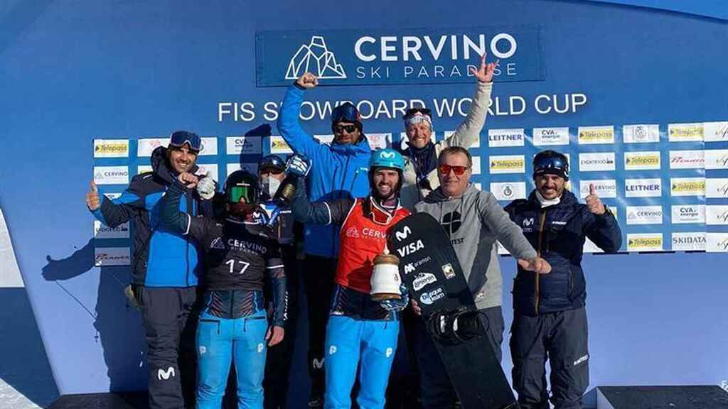 Lucas Ijebar celebrates his success in Cervinia