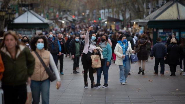 People on Las Ramblas in Barcelona.