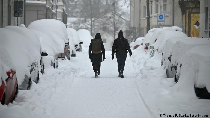 A snowy street in Bielefeld, Germany