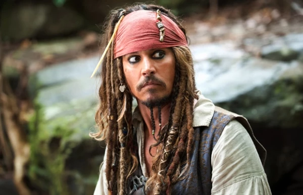 Here as Jack Sparrow, his character in Pirates of the Caribbean.