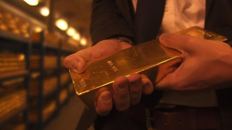 Gold bars in the vaults of the Bank of England