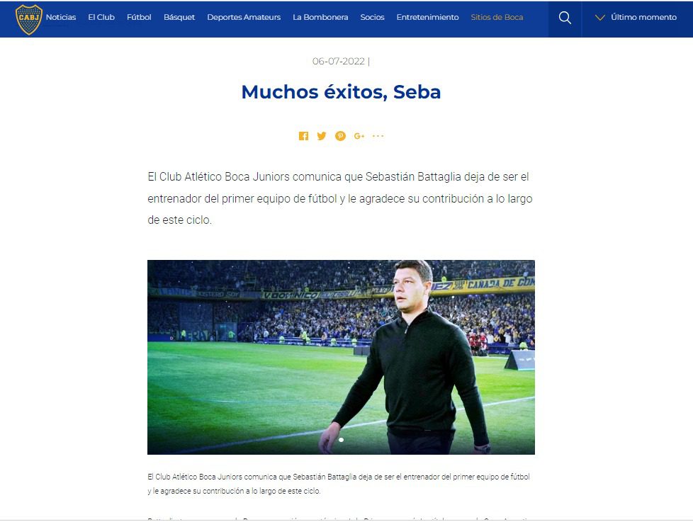 Boca statement that the former midfielder was expelled