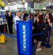 Ryanair passengers at Malaga airport, yesterday