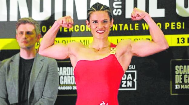 Marie Romero at the weight of her latest defense of the European Super Bantamweight title. 