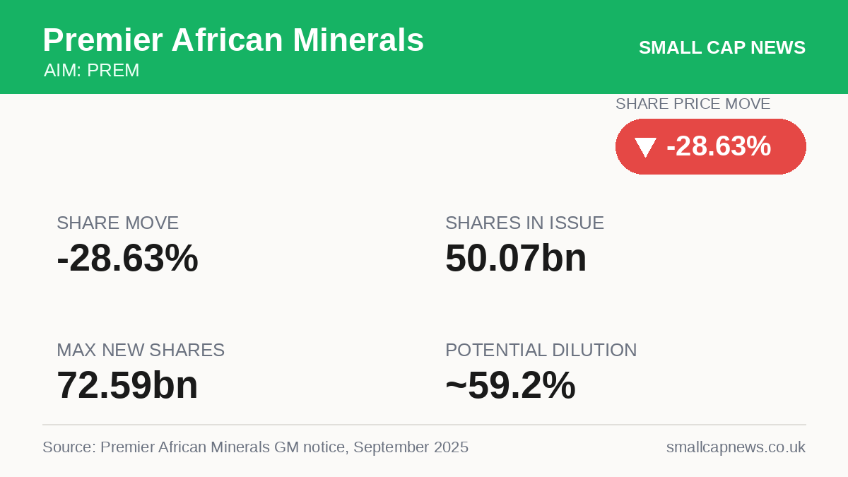 Premier African Minerals Mining & Resources at a glance