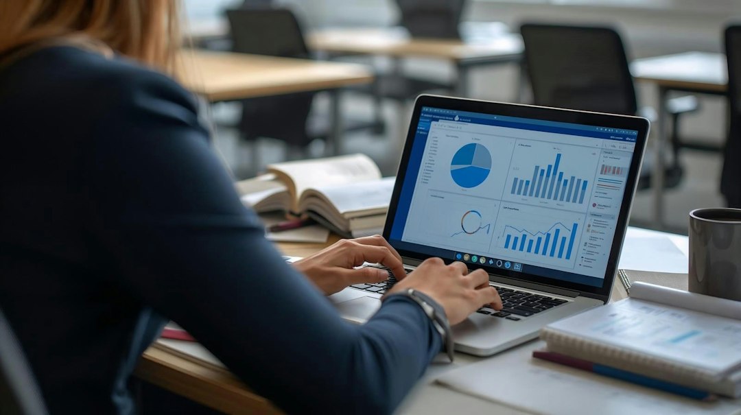 Data analytics screens representing RELX's information and analytics business