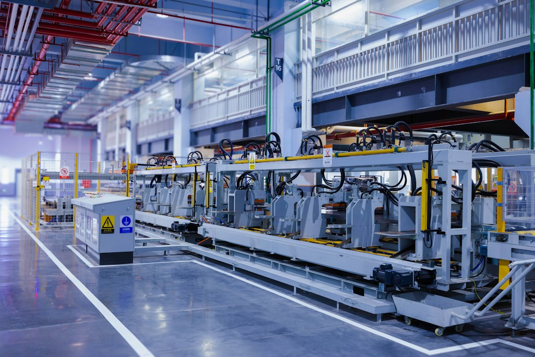 Semiconductor manufacturing equipment on a factory floor